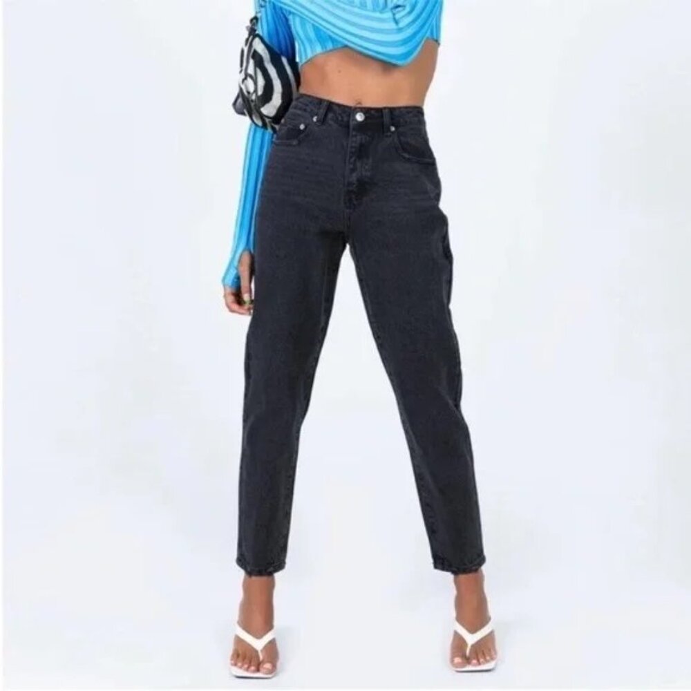 Princess Polly Zaiden Straight Leg Black Jeans US 6